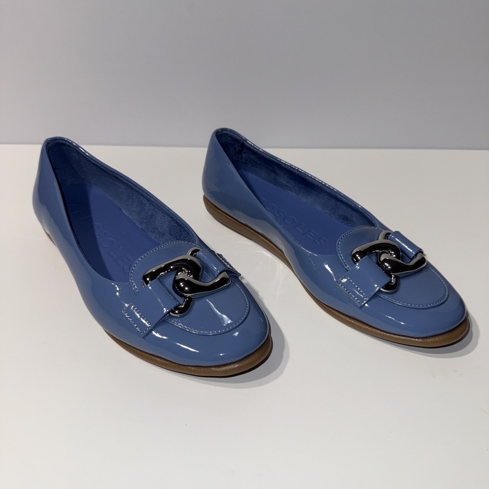 Aerosoles Bell Blue Patent Chain Link Ballet Flats Women's Size 6.5M NIB